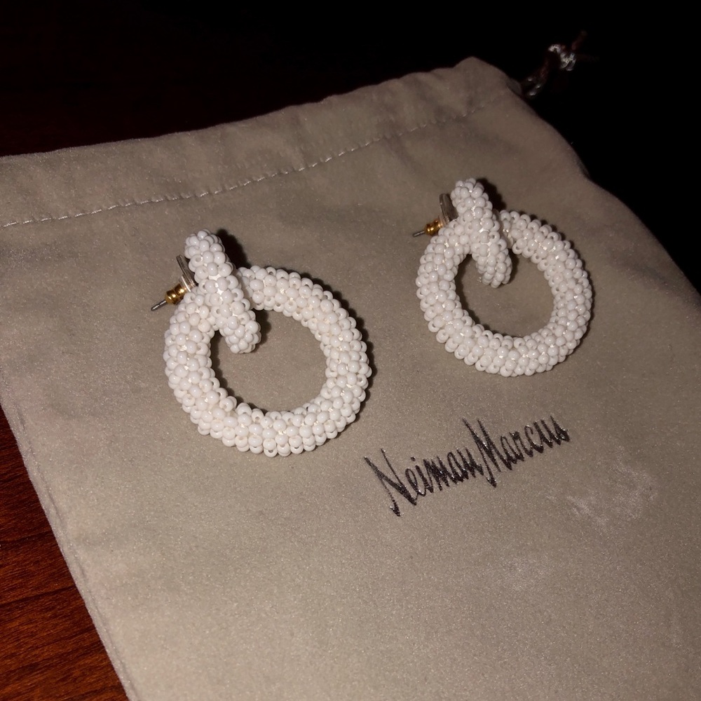 White Mini Emma Hoop Earrings